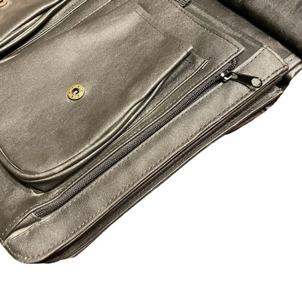 Leather look black laptop briefcase messenger  bag -NWT